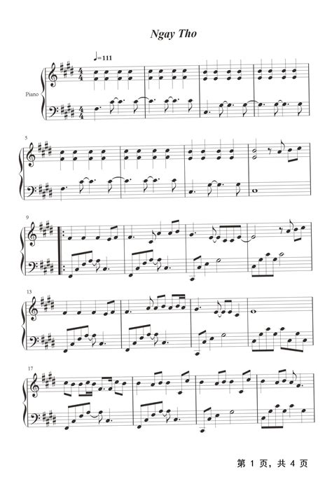 Ngay Tho钢琴谱_Tăng Duy Tan Phong Max 黄龄_E调_钢琴谱五线谱独奏谱_钢琴谱|钢琴五线谱|钢琴简谱|钢琴弹唱谱 ...