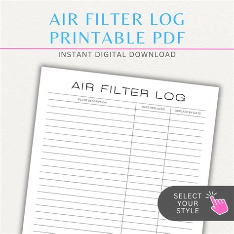 Image result for Air Filter Log Printable Form