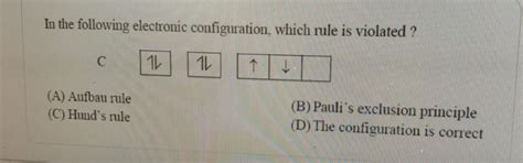In the following electronic configuration, which rule is violated?(A ...
