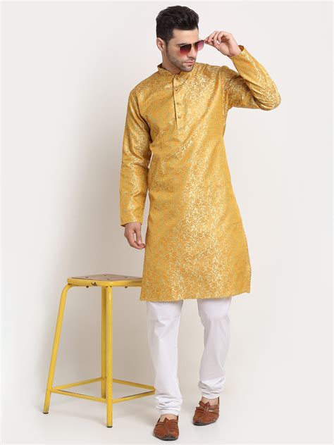 Men's Woven Design Silk Blend Kurta – KRAFT INDIA