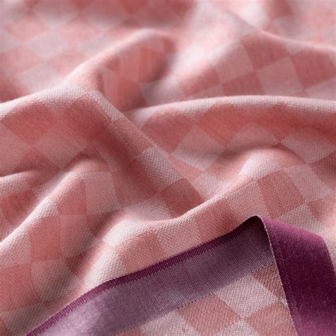 Misty Pink Checkered Wool Silk Scarf | Ipekevi