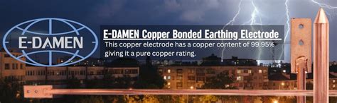 E-DAMEN Copper Cu Bonded Earthing Electrode Rod 1 Meter 17.2mm Diameter ...