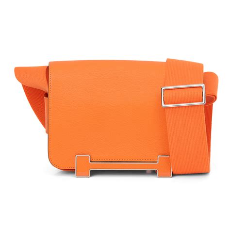 Shop Preloved Hermès Chevre Mysore Geta Orange Bag with Palladium ...