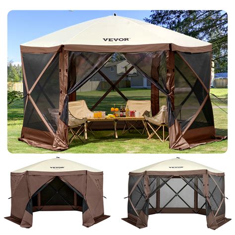 VEVOR Gazebo Screen Tent, 10 x 10 ft, 6 Sided Pop-up Camping Canopy ...