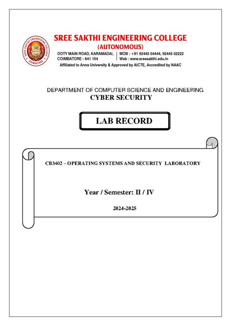 CB3402 Cyber Security Lab Record: Unix Commands & Shell Programming ...