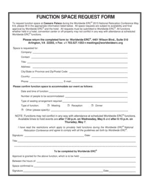 Fillable Online worldwideerc FUNCTION SPACE REQUEST FORM ...