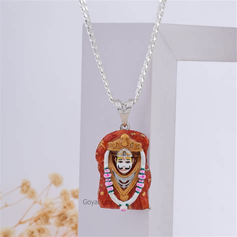 Bhurakhiya Hanumanji Enamel 925 Silver Pendant – Goyani