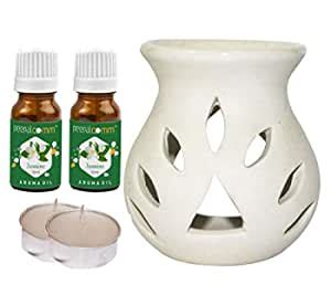 PeepalComm Ceramic Aroma Diffuser with 2 Jasmine Aroma Oil with 2 ...