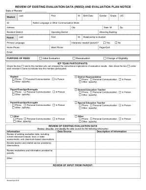 REED and Evaluation Plan Notice - Blank Fillable Template | Fill Out ...