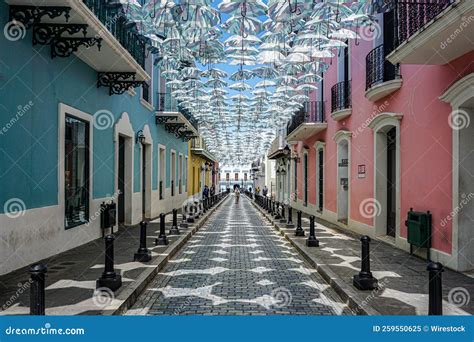 View of Umbrellas on Fortaleza Street in Old San Juan Editorial Image ...
