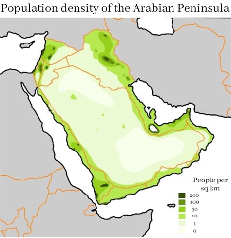 Population density map of the Arabian Peninsula (Iraq and Syria aswell ...