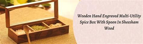Buy ExclusiveLane Engraved Wooden Spice Box Set for Kitchen Multi ...