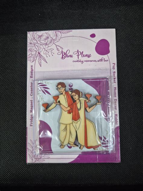 Bengali Couple Wooden Fridge Magnet – Bhai Please India