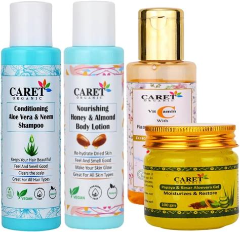 Buy Caret Organic Aloevera & Neem Shampoo And Papaya & Kesar Aloevera ...