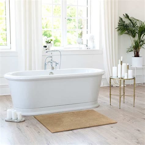 Found & Fable Tan Striped High Low Bath Rug, 20x30