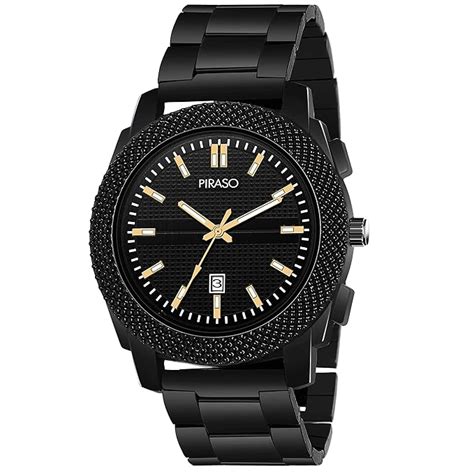Buy PIRASO Analogue Men's Watch (Black Dial Black Colored Chain) Online ...