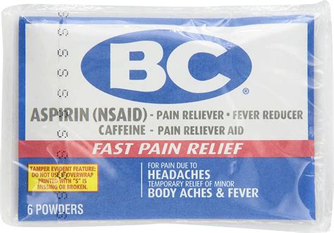 Buy BC Aspirin Fast Pain Relief Powder | Relieves Headache & Body Aches | Pack of 24 | 6 Powders ...
