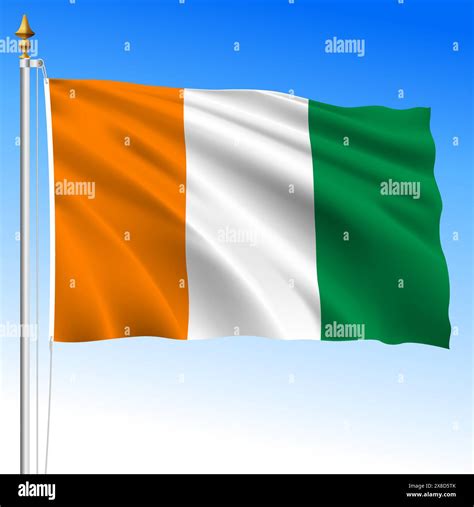 Ivory Coast, official national waving flag, african country, vector ...