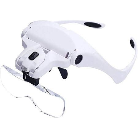 Head Mount Magnifier, Bysameyee Lighted Magnifying Headband Glass Loupe ...