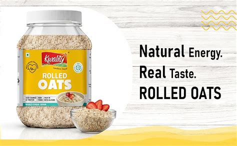 Kwality Rolled Oats Jar 1kg | Wholegrain Oatmeal for Healthy Breakfast ...