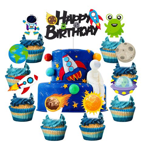 Buy CY2SIDE 49PCS Space Cake Toppers, Outer Space Birthday Cake ...