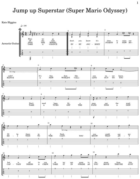 Jump up Superstar (Super Mario Odyssey) - Sheet music for Acoustic Guitar