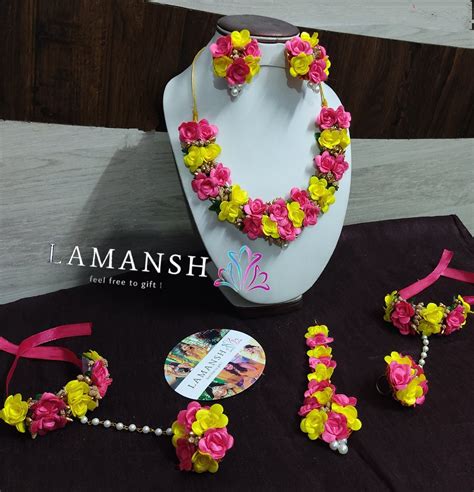 LAMANSH® 🌺🌹🌷Floral Jewellery Set for Haldi Mehendi ceremony – Lamansh
