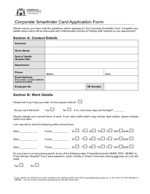 Fillable Online Corporate Smartrider Card Application Form Fax Email ...
