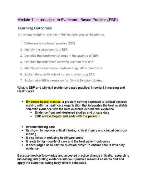 8055 Module 1 LO - Module 1: Introduction to Evidence - Based Practice ...