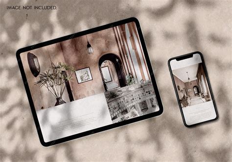 Premium PSD | IPad iPhone mockup with natural sunlight