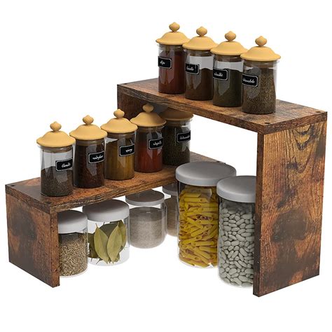 GiftGo 2 Tier Stackable Expandable Corner Spice Rack for Kitchen ...