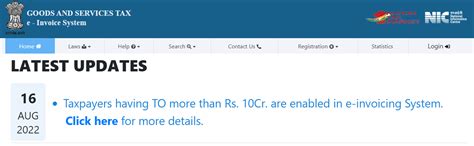 Taxpayers having TO more than Rs. 10Cr. are enabled in e-invoicing ...