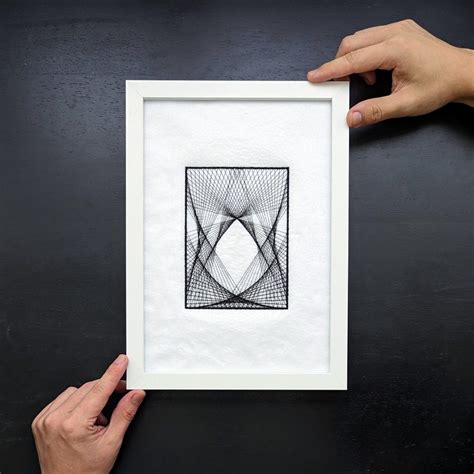 Generative Line #1 Graphic Wall Decor, Black Machine Embroidery on ...