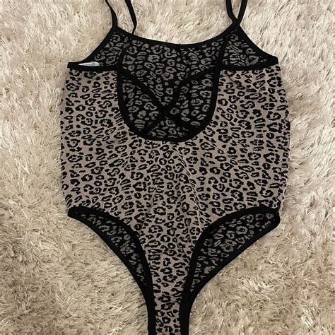 Bershka leopard print bodysuit Size L but runs... - Depop