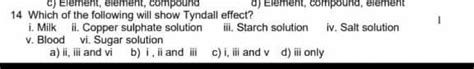 which of the following will show tyndall effect? - Brainly.in
