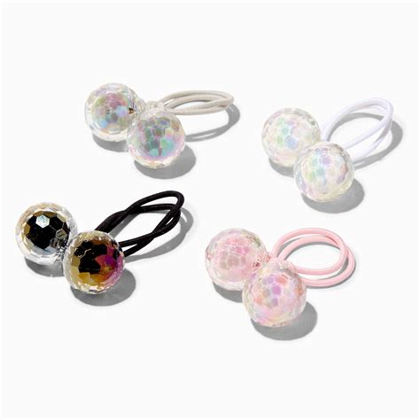 Claire's Club Edgy Iridescent Knocker Bead Hair Ties - 4 Pack | Hair ...
