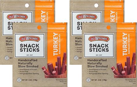 Amazon.com: Old Wisconsin Turkey Sausage Snack Sticks, Naturally Smoked ...
