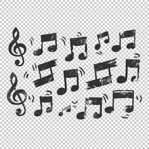 Grunge musical notes collection isolated on transparent background ...