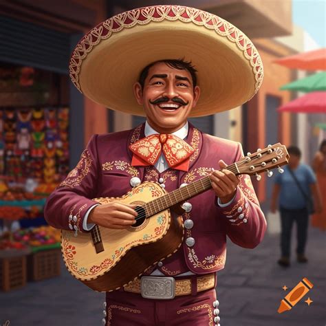 Mexican mariachi holding a guitar on Craiyon