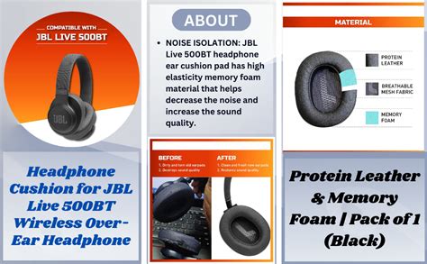 Crysendo Headphone Cushion for JBL Live 500BT Wireless Over-Ear ...