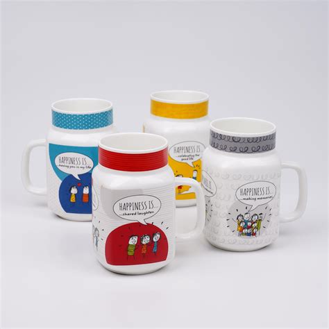 Buy Melina Set of 4 Bone China Printed Mason Mug - 560ml from Home ...