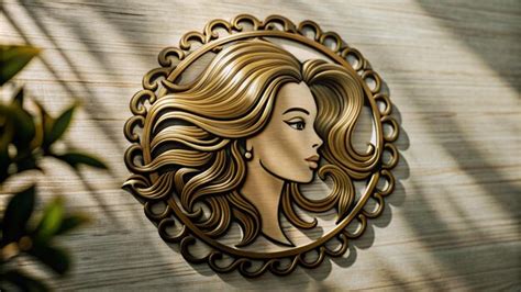 A gold and silver logo with a womans face and a hairdo | Premium AI ...