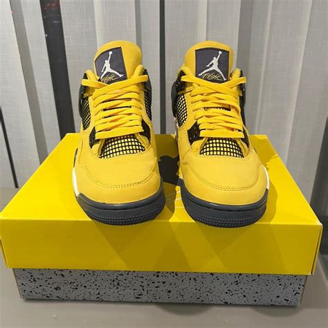 Air Jordan 4 Retro ‘Lightning’ Yellow trainers Mens... - Depop