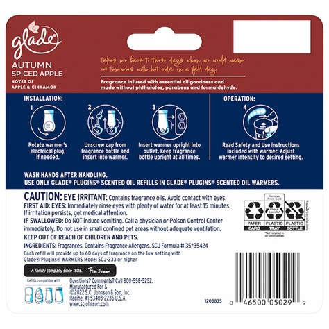 Glade 0.67-fl oz Autumn Spiced Apple Plug Air Freshener (5-Pack) 363975 ...