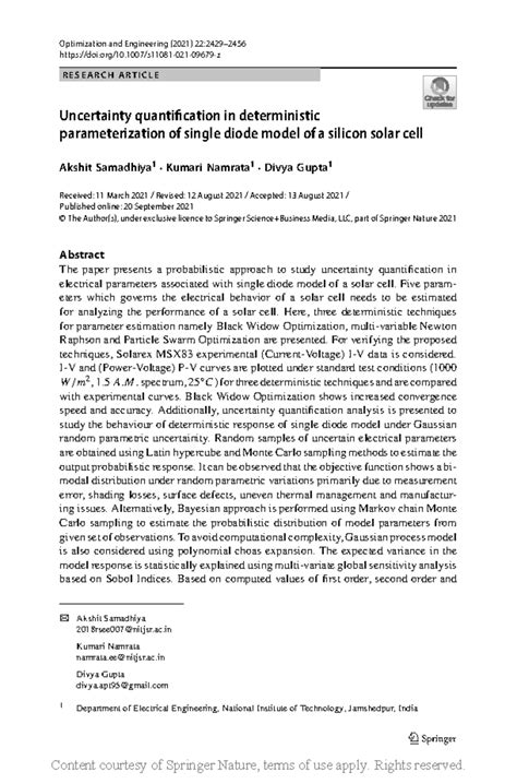 Uncertainty quantification in deterministic parame-1 - Optimization and ...
