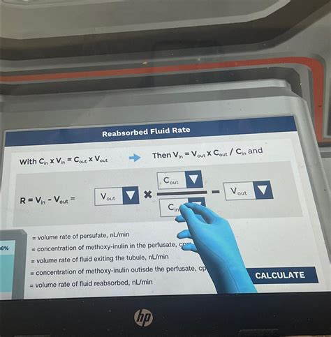 Solved Reabsorbed Fluid RateWith Cin ×Vin =Cout ×Vout => | Chegg.com