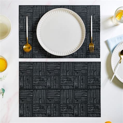 Textile Style Black Dinner Table Mats Set Of 6 Online - Premium Table ...
