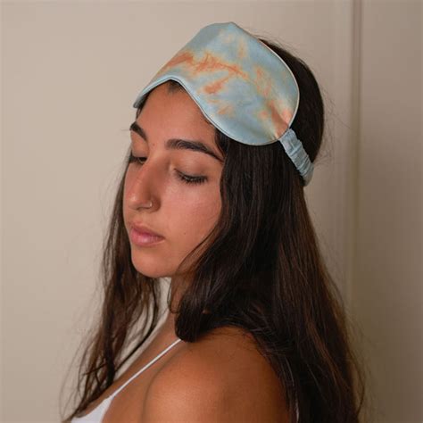 Mulberry Silk Sleeping Eye Mask - Marble-Blue - Jasmine Bains