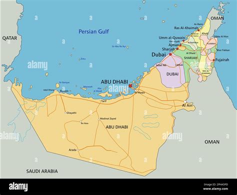United Arab Emirates Map Highly Detailed United Arab Emirates Map With