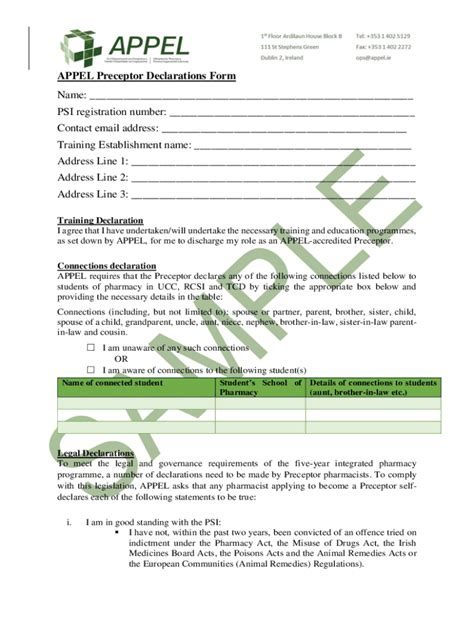 Fillable Online APPEL Preceptor Declarations Form Fax Email Print ...